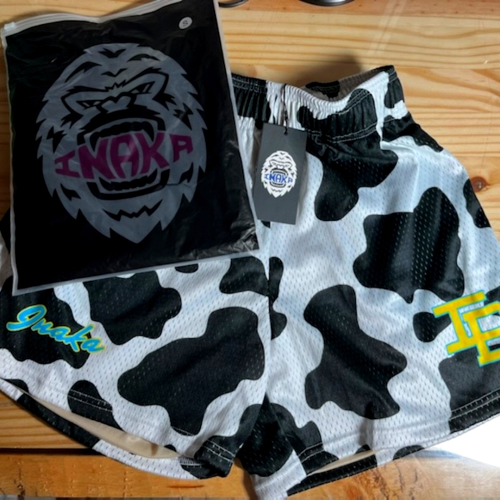 Inaka Power Double Mesh Cow Print Shorts